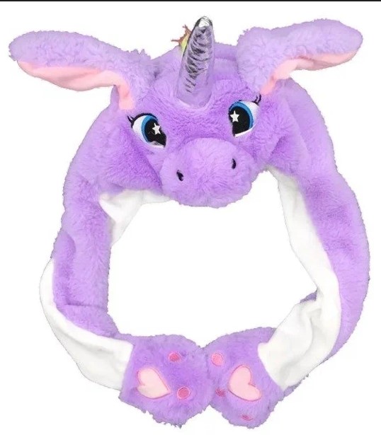Gorro de unicornio morado con luces